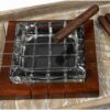Cigar Cross-Hatched Crystal Ashtray